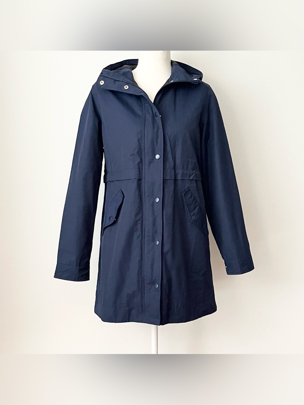 NWT Style & Co Women's Anorak XS Navy Blue Hooded Lined Preppy Lightweight